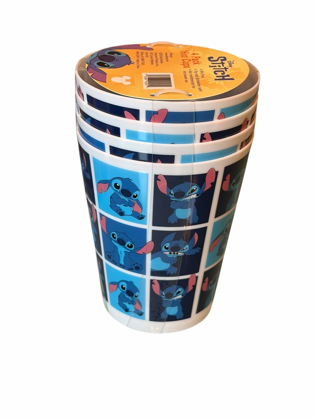 Disney Stitch Blue Checkered Lots of Faces 16 Oz. Tumbler Cups